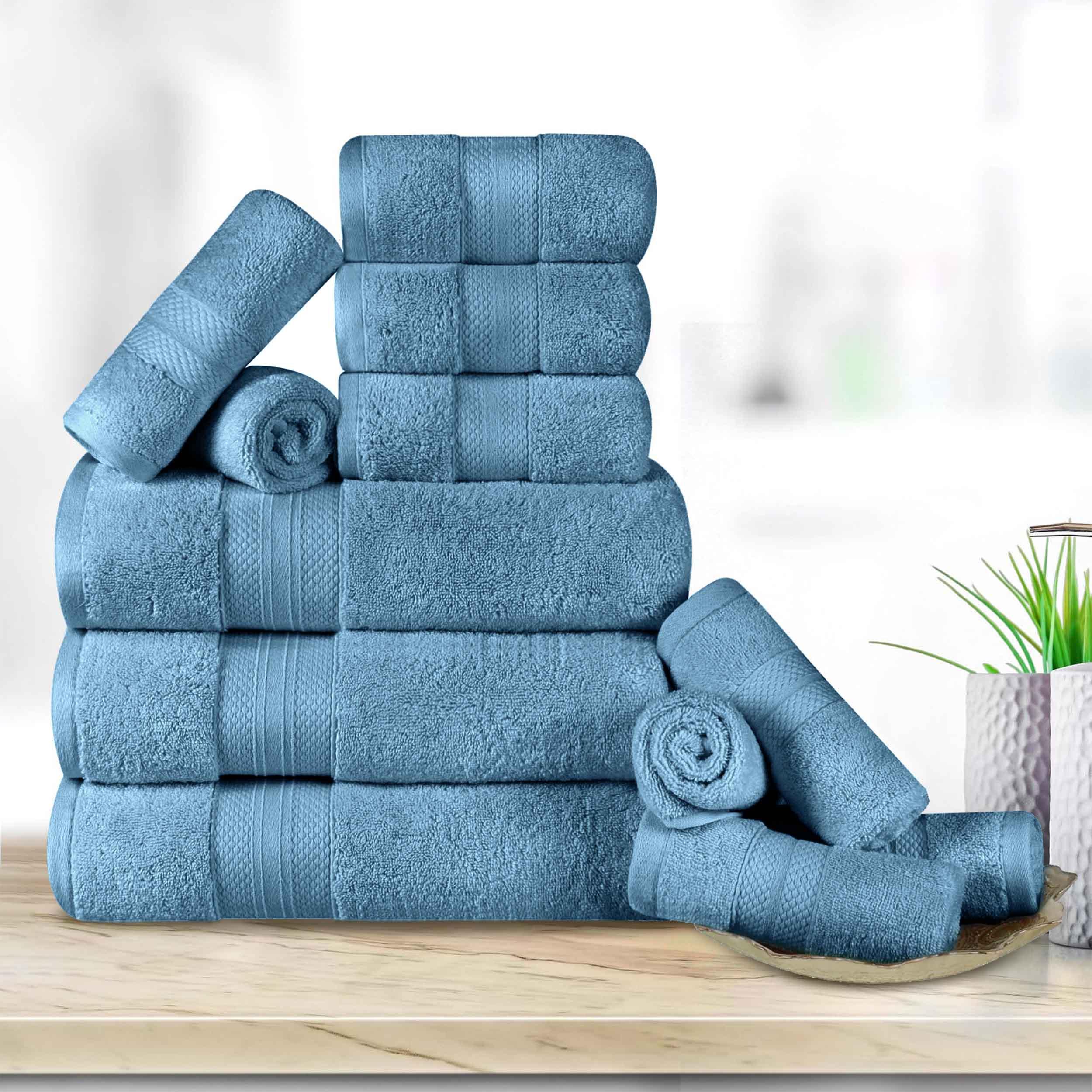 Premium 12-Piece Ultra Plush Turkish Cotton Towel Set - Highly Absorbent, Soft & Quick-Drying Bath Towels for Spa, Gym & Luxury Home Use