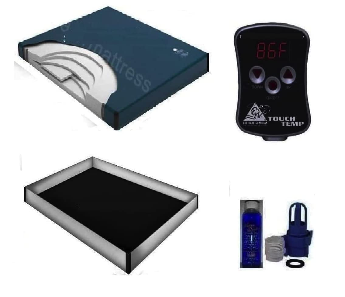 California King 95% Waveless Waterbed Mattress with 12 Mil Liner, Digital Heater & Fill Kit with Conditioner - Ultra Comfort for Bedroom, Guest Room & Master Suite