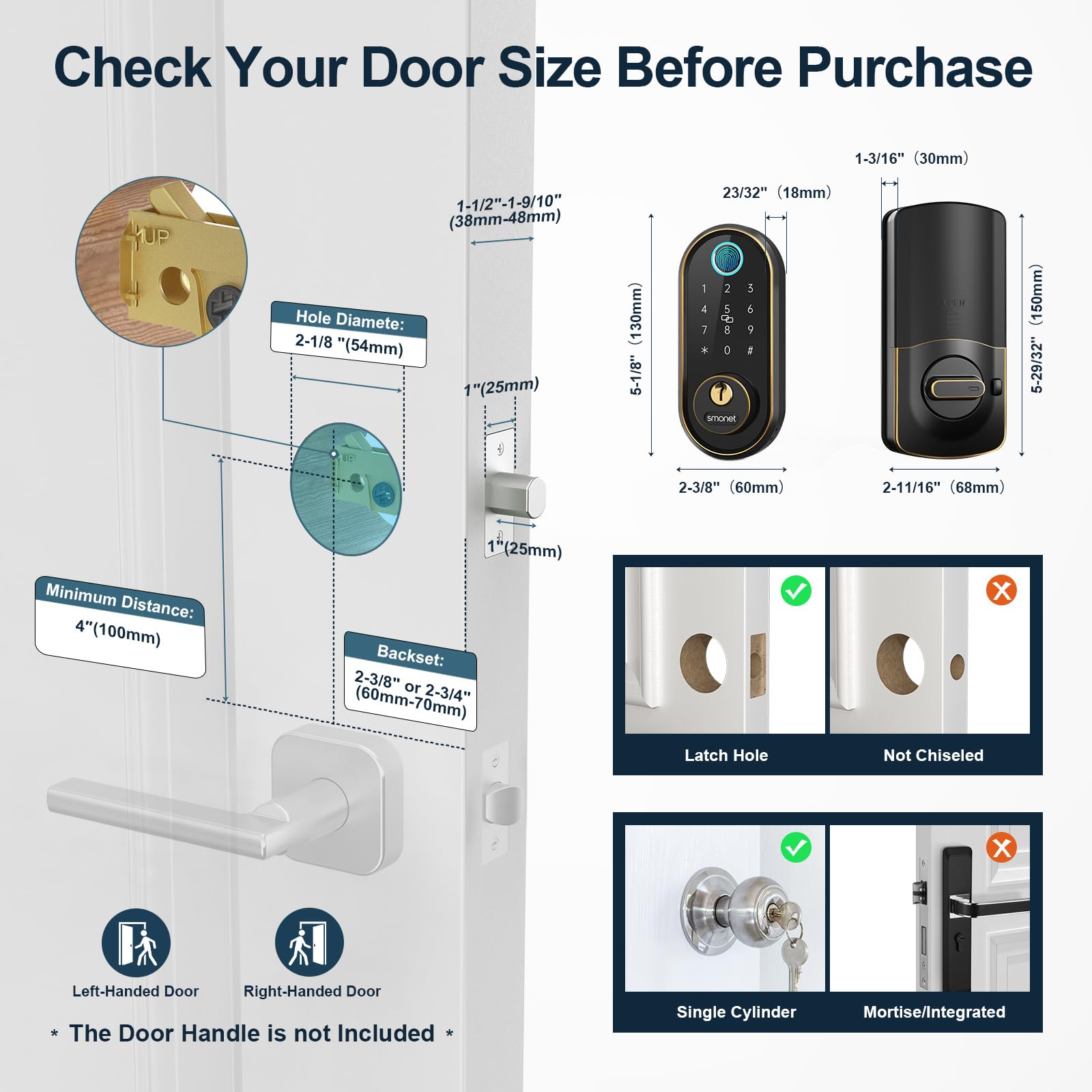Smart Keyless Entry Door Lock - Fingerprint, Touchscreen Keypad, Bluetooth & Alexa Compatible Biometric Digital Deadbolt for Home & Hotel Security | Easy Installation & Remote Access