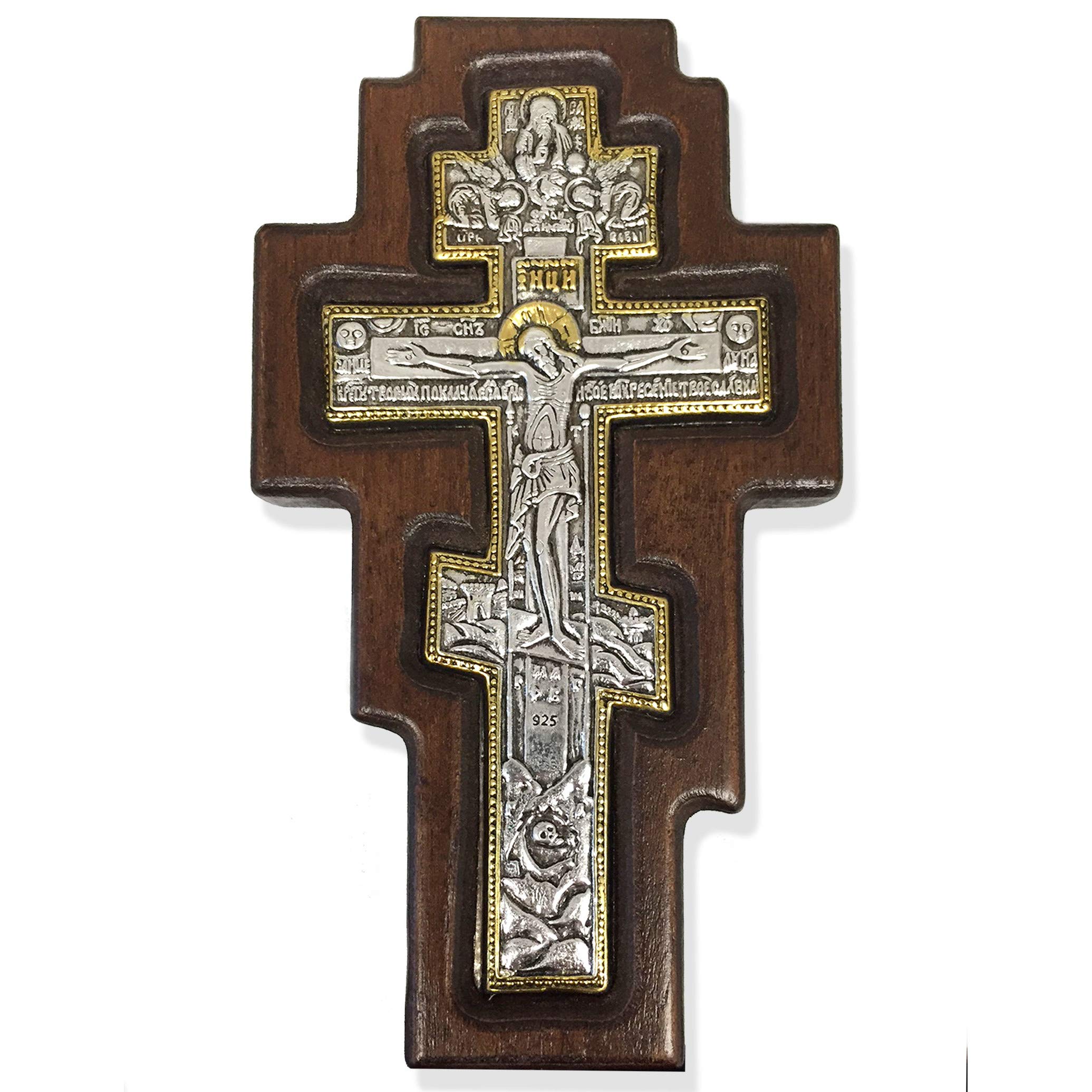 925 Pure Silver Religious Wall Cross on Wooden Crucifix - Perfect for Home Decor, Church Altar & Spiritual Gifts