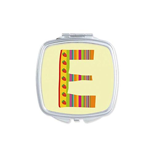 DIYthinker E Alphabet Strawberry Fruit Cute Pattern Mirror - Portable Compact Pocket Makeup Mirror with Double Sided Glass - Perfect for Travel, Purse & Handbag Makeup Touch Ups