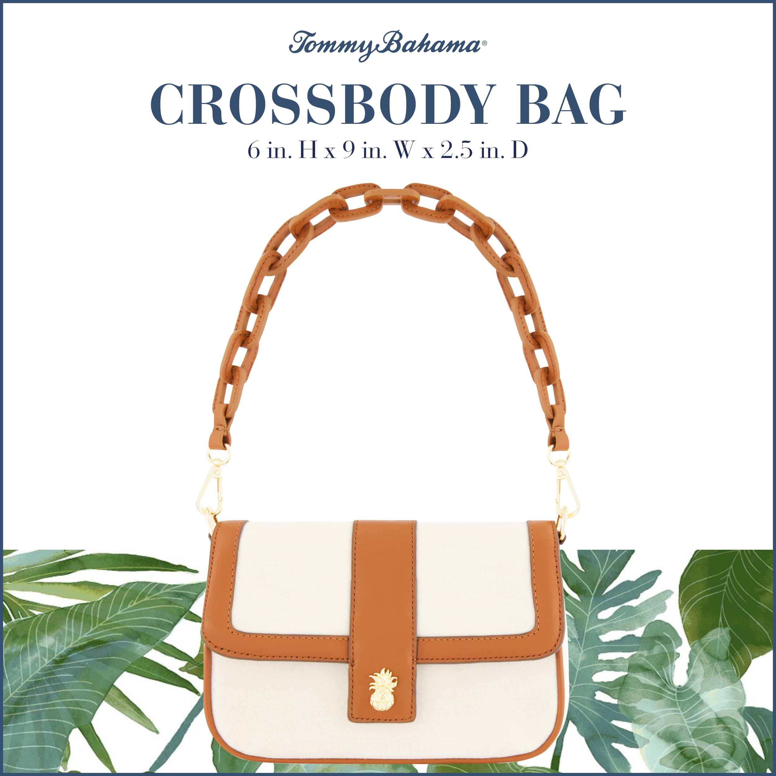 Tommy Bahama Women's Crossbody Bag - Small Flap Shoulder Purse with Adjustable Strap & Leather Trim | Perfect for Travel, Shopping, and Everyday Use