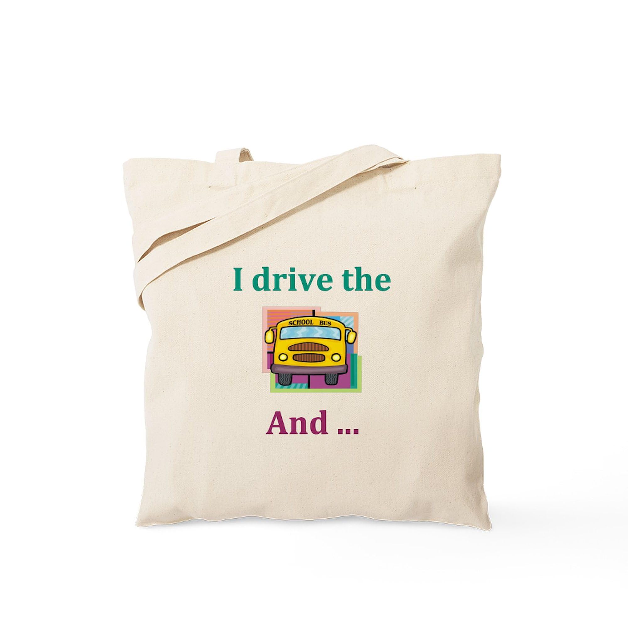 School Bus Driver Tote Bag - Natural Canvas Reusable Shopping Bag for Teachers, Commuters & Eco-Friendly Grocery Trips