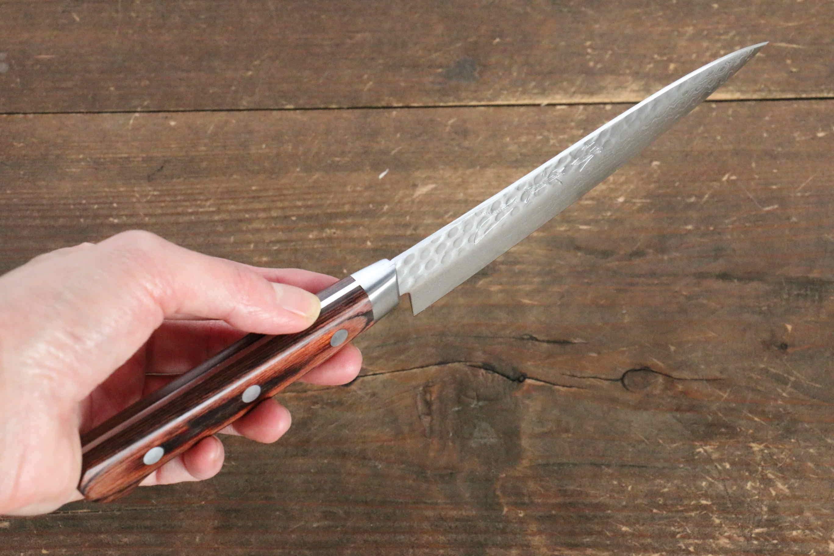 Jikko VG10 17-Layer Damascus Petty Utility Knife 135mm with Mahogany Handle - Perfect for Slicing, Peeling & Precision Kitchen Tasks