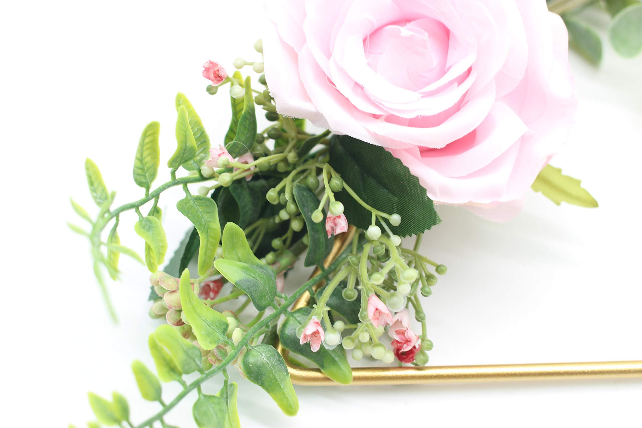 Artificial Rose Floral Hoop Wreath - Champagne Geometric Wire Frame for Wedding Backdrop, Wall Decor (Round, Triangle, Square Shapes) - Pack of 3 | Perfect for Wedding Decorations, Baby Showers & Home Interior Design