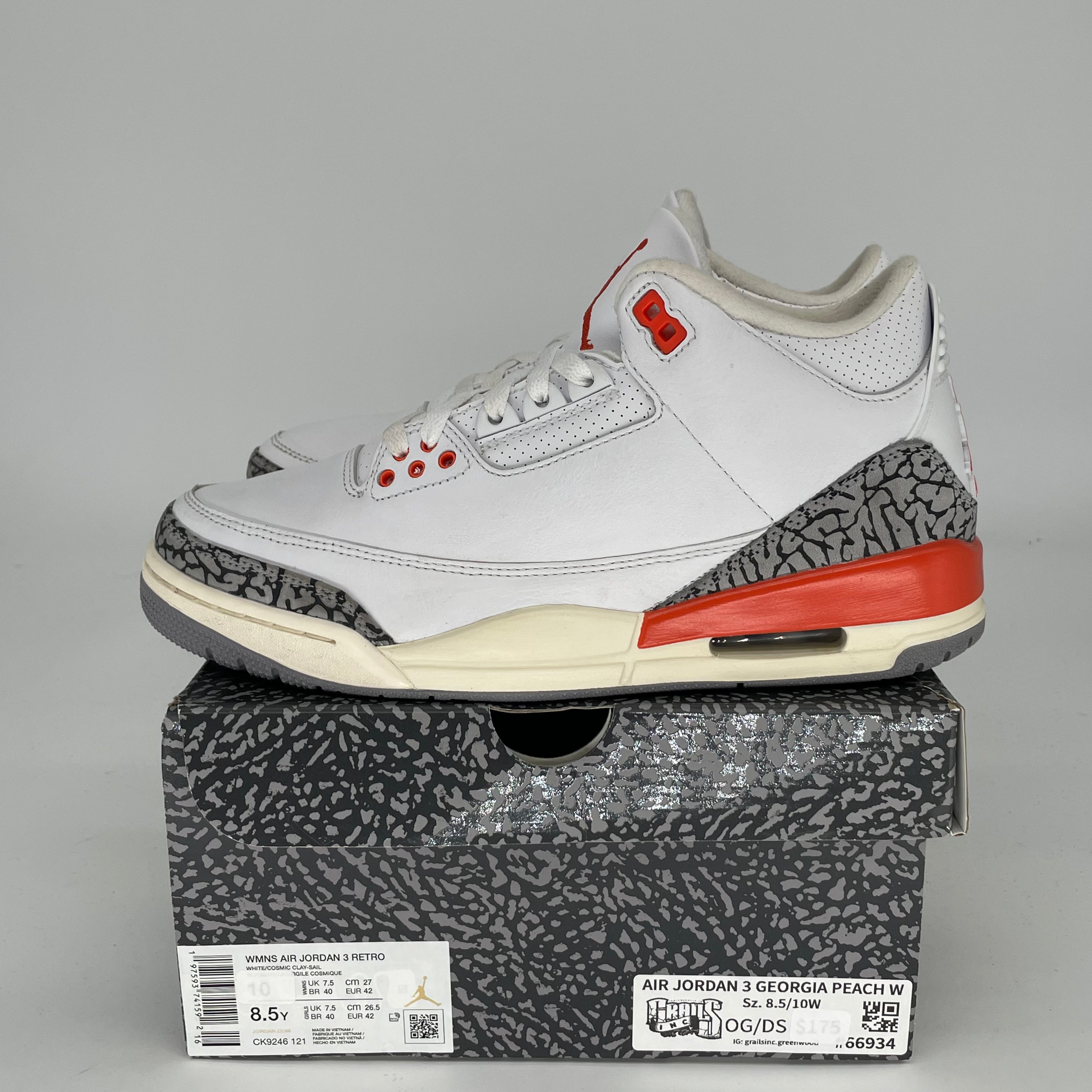 AIR JORDAN 3 Georgia Peach Women's Basketball Shoes Size 8.5/10W - CK9246-121 | Retro Sneakers for Running, Gym & Casual Wear