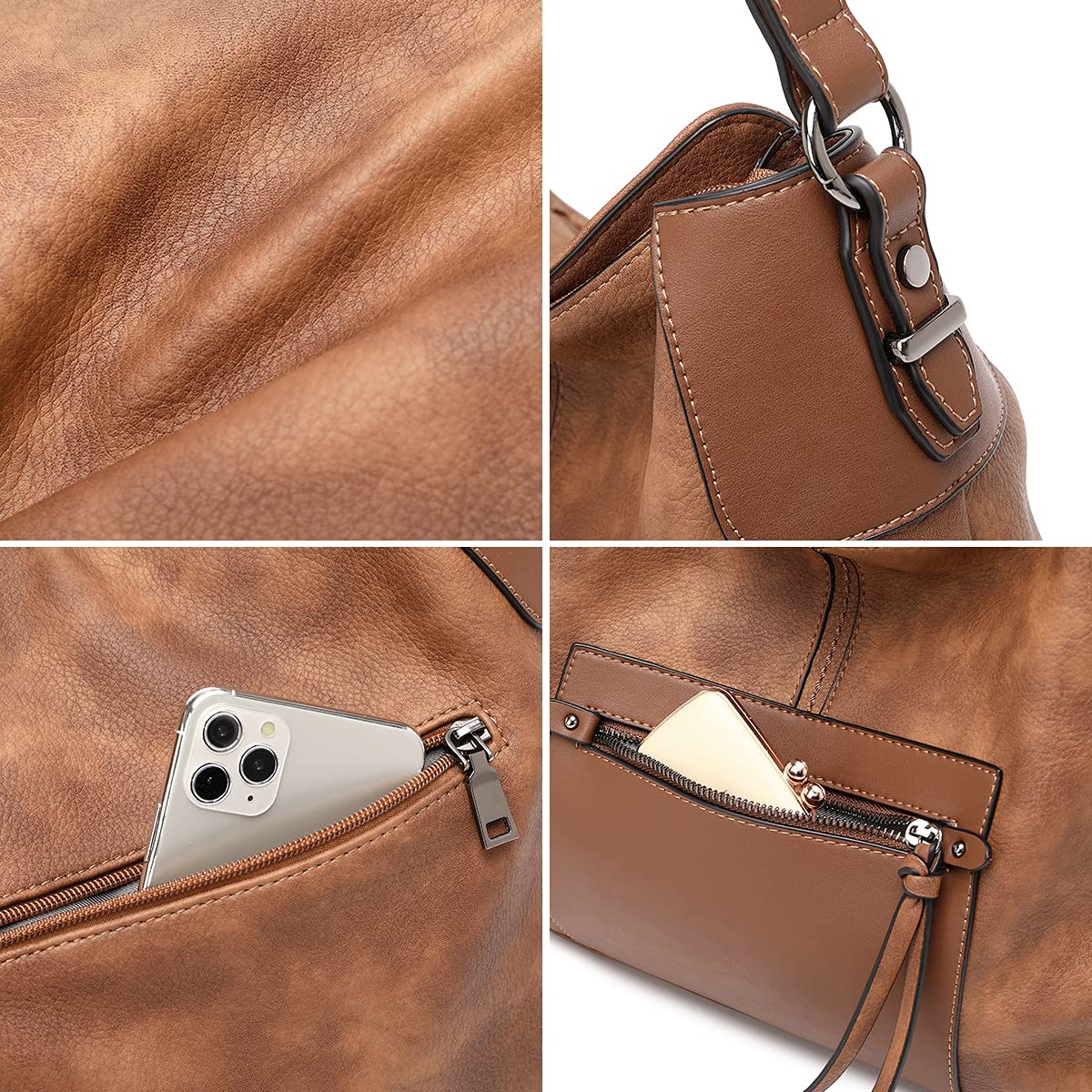Stylish Hobo Bags for Women - Genuine Faux Leather Boho Shoulder Bag & Crossbody Purse - Perfect for Work, Travel & Everyday Use