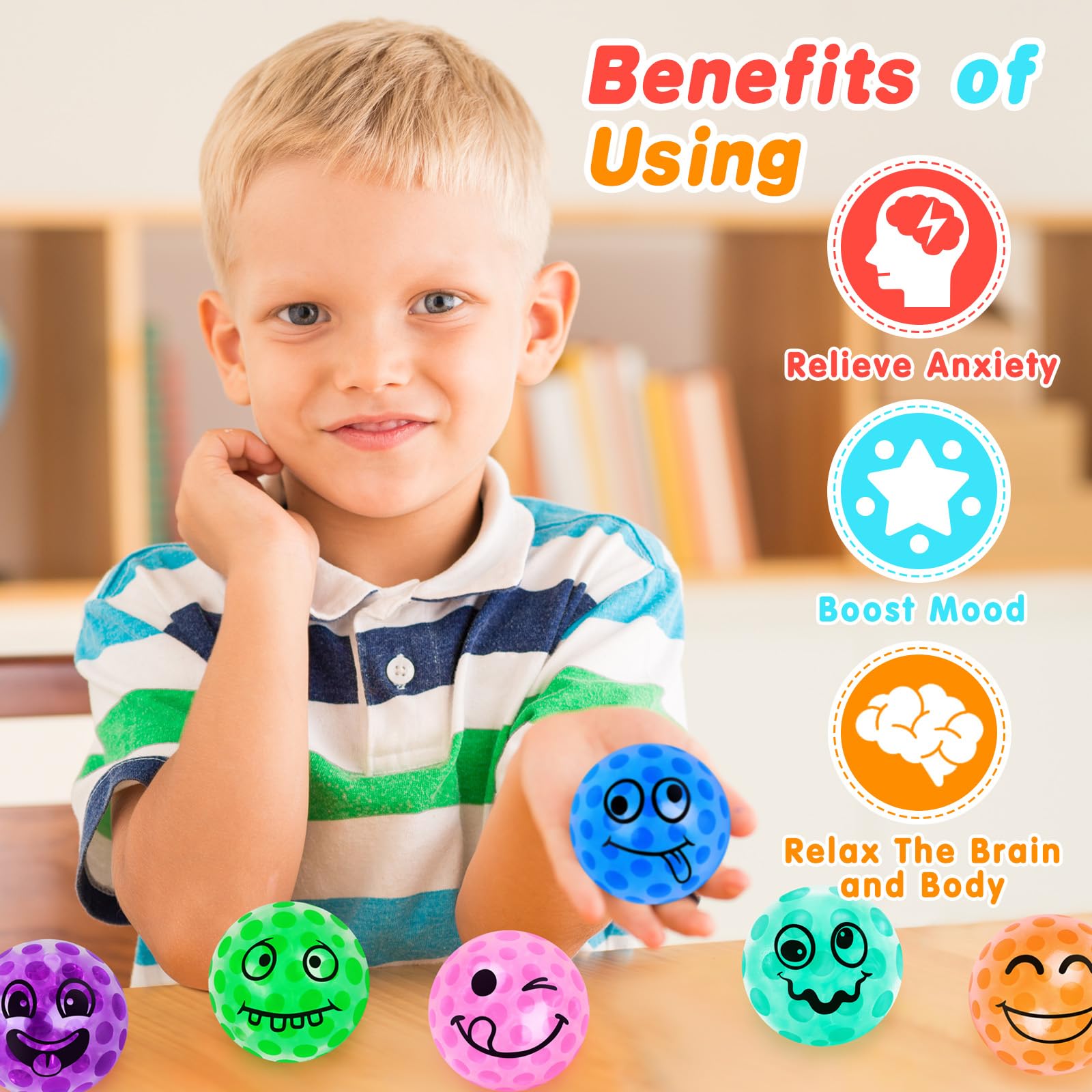 30 Pack Smile Stress Balls - Bulk Fidget Toys for Adults & Kids, Anxiety Relief Sensory Toys, Party Favors for Birthdays, Office Gifts & Classroom Rewards