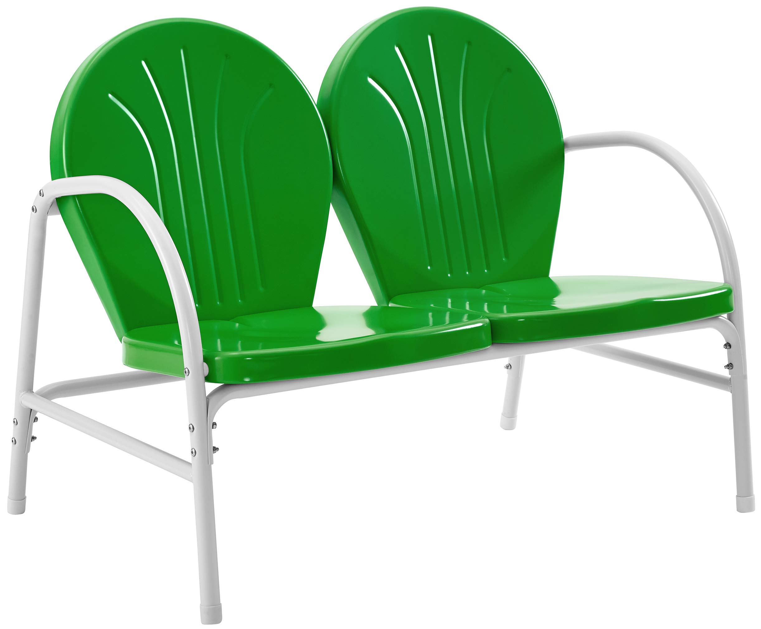Crosley Griffith 2-Piece Retro Metal Outdoor Chair & Loveseat Set - Grasshopper Green Patio Furniture for Porch, Garden, Backyard & Poolside Relaxation