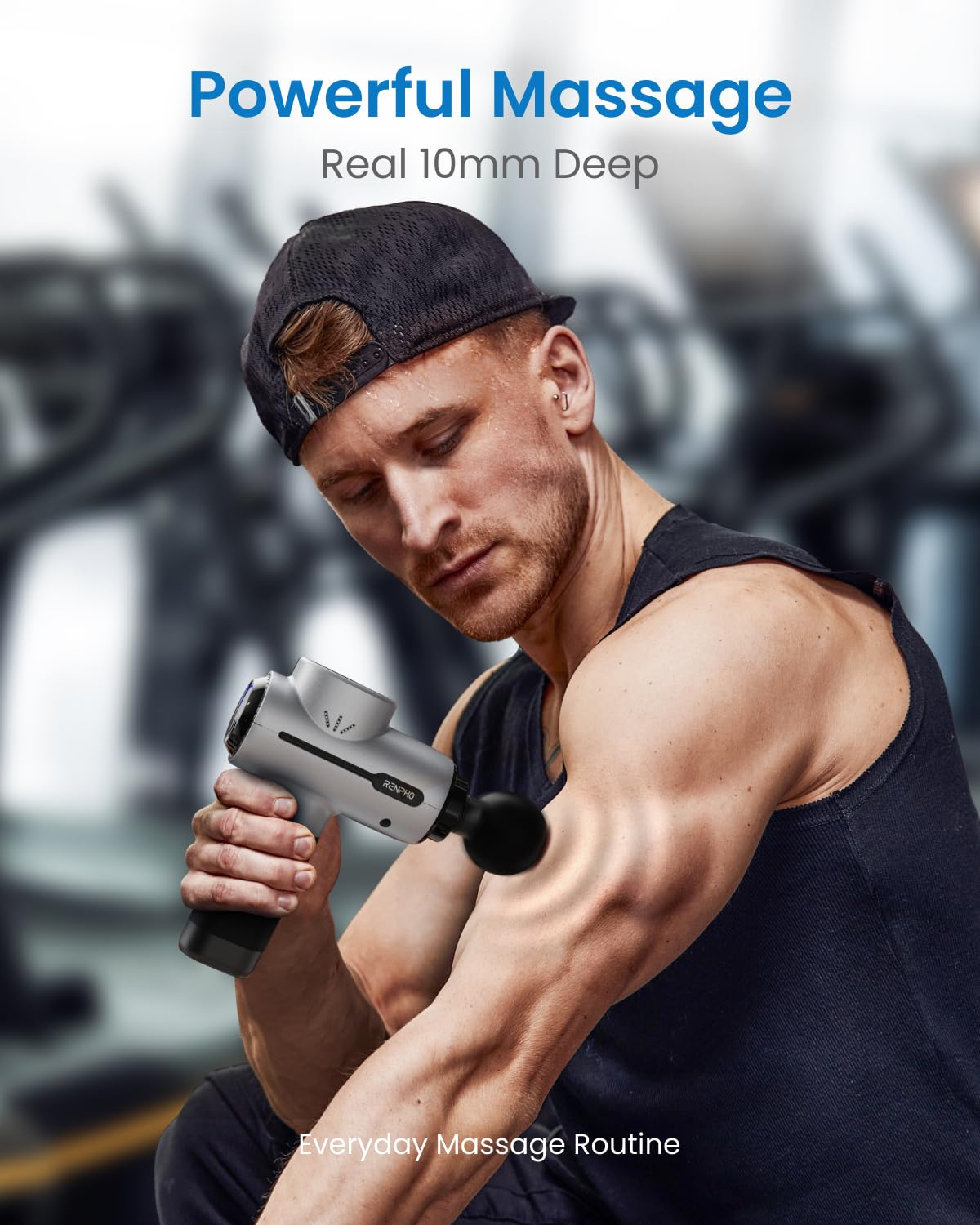 RENPHO Deep Tissue Massage Gun - Portable Percussion Massager for Back, Neck & Muscle Pain Relief | FSA/HSA Eligible | Perfect for Athletes, Office Workers & Home Use | Includes Carry Case - Ideal Mother's Day Gift for Men & Women