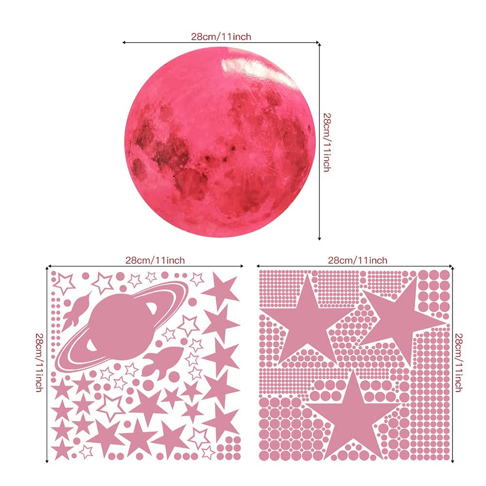Yuhoo Glow in The Dark Stars Wall Stickers - 11 Inch Realistic Glowing Stars & Moon Decals for Ceiling, Kids Bedroom & Nursery Decor | Perfect for Night Lights, Space-Themed Rooms & DIY Starry Sky Projects