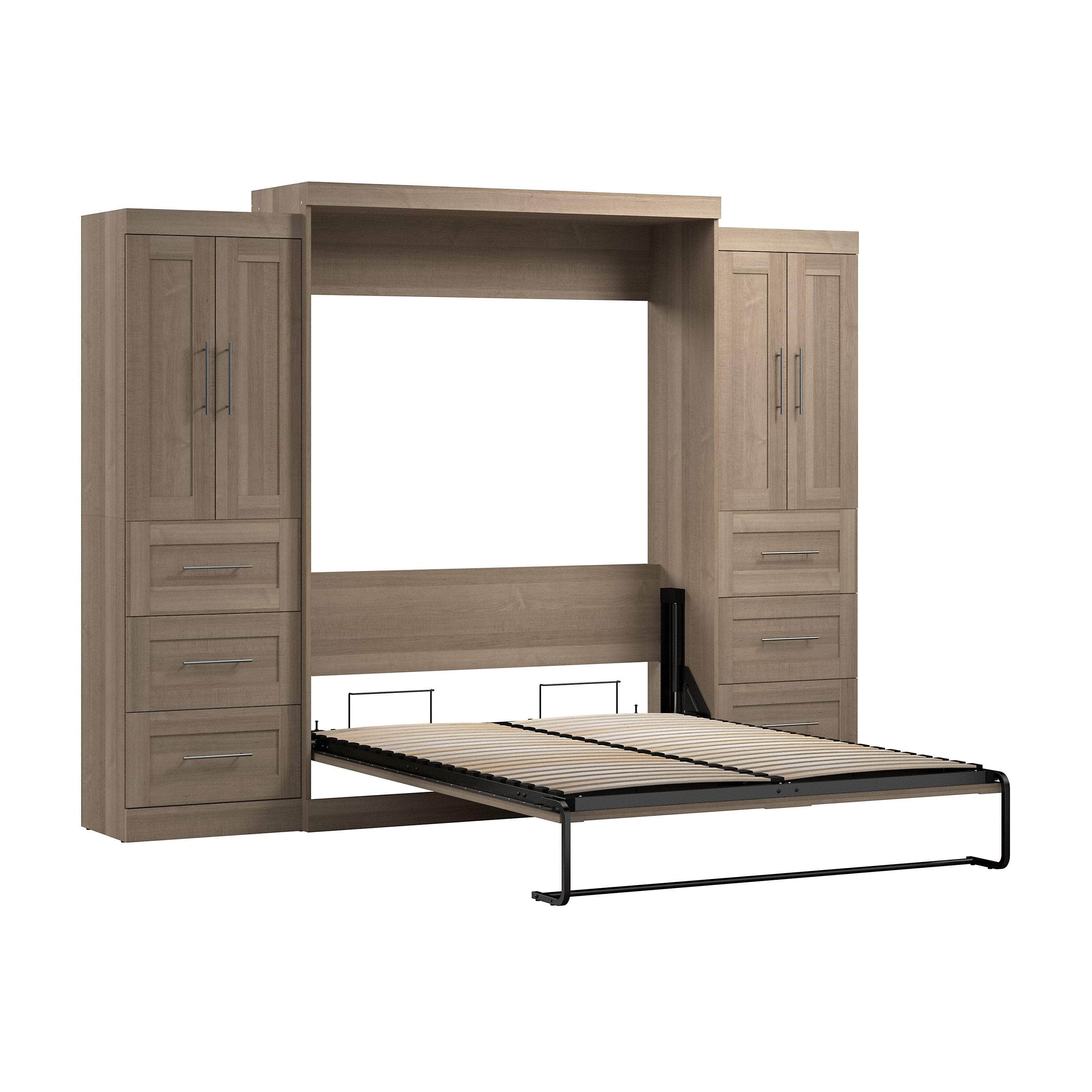 Pur Queen Murphy Wall Bed with Closet Storage Cabinets (115W) - 7 Color Options - Space-Saving Solution for Small Apartments, Guest Rooms & Home Offices