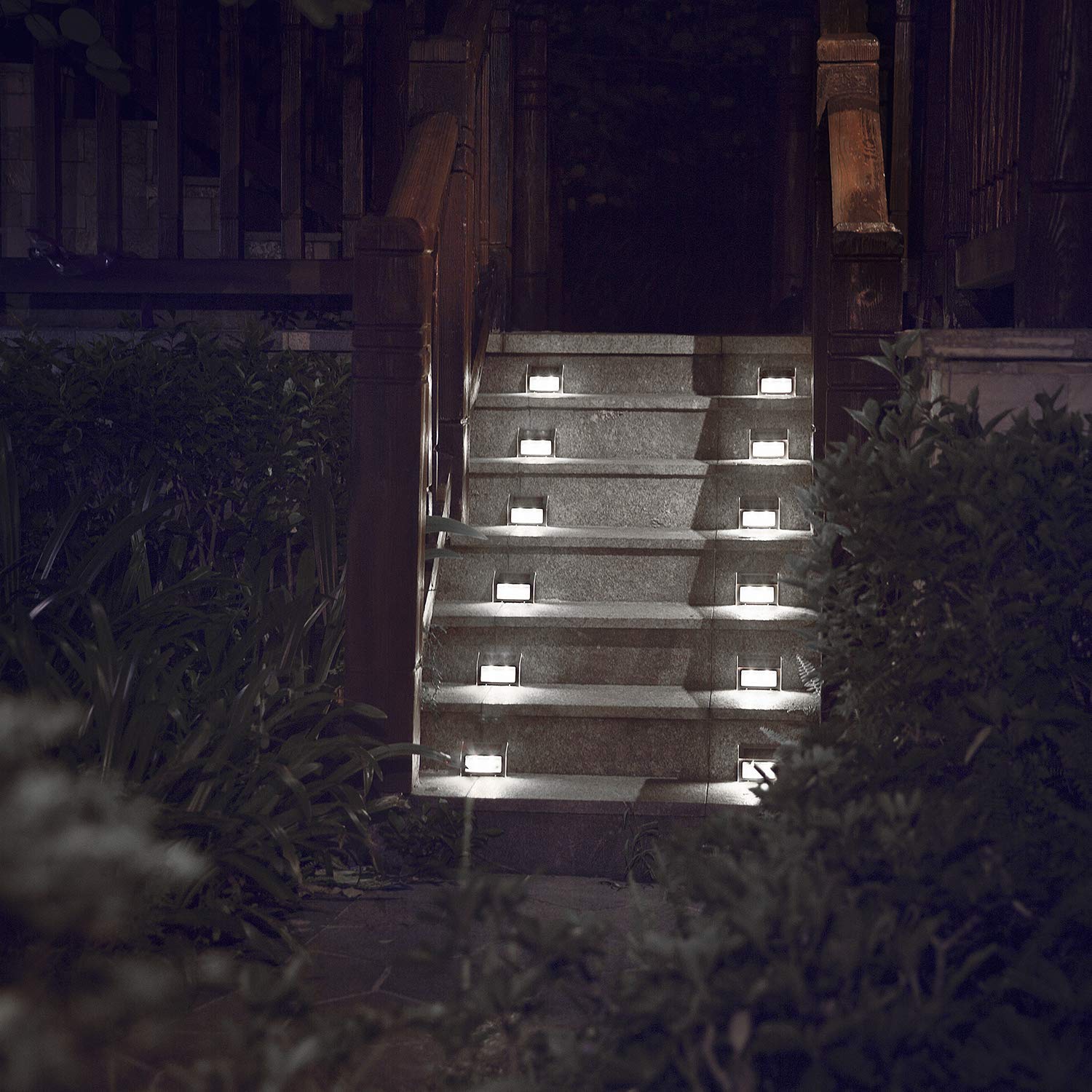 XLUX 12 Pack Solar Powered LED Lights for Deck Steps, Stairs, Fences & Pathways - Waterproof Outdoor Lighting with White Light - Perfect for Garden, Yard, Patio & Walkway Illumination