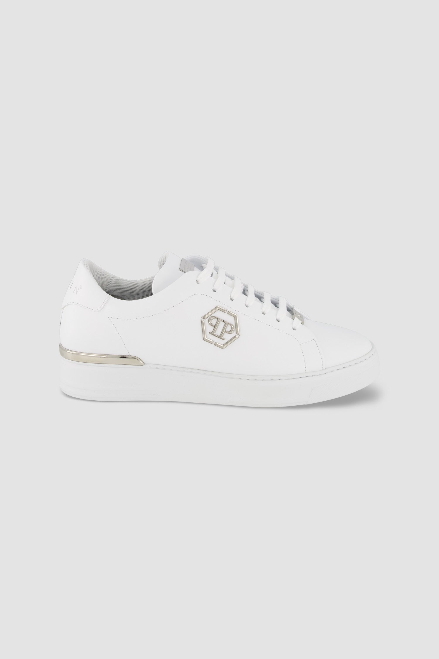 Philipp Plein White Leather Hexagon Lo Top Sneakers for Women - Stylish Casual & Streetwear Fashion Shoes for Everyday Wear