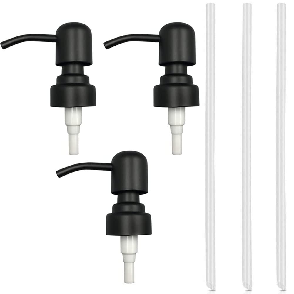 3-Piece Stainless Steel Soap Pump Replacement Kit - Dispenser Pump Head & Lotion Pump Parts - Perfect for Liquid Soap or Lotion Refills in Home, Office, or Bathroom