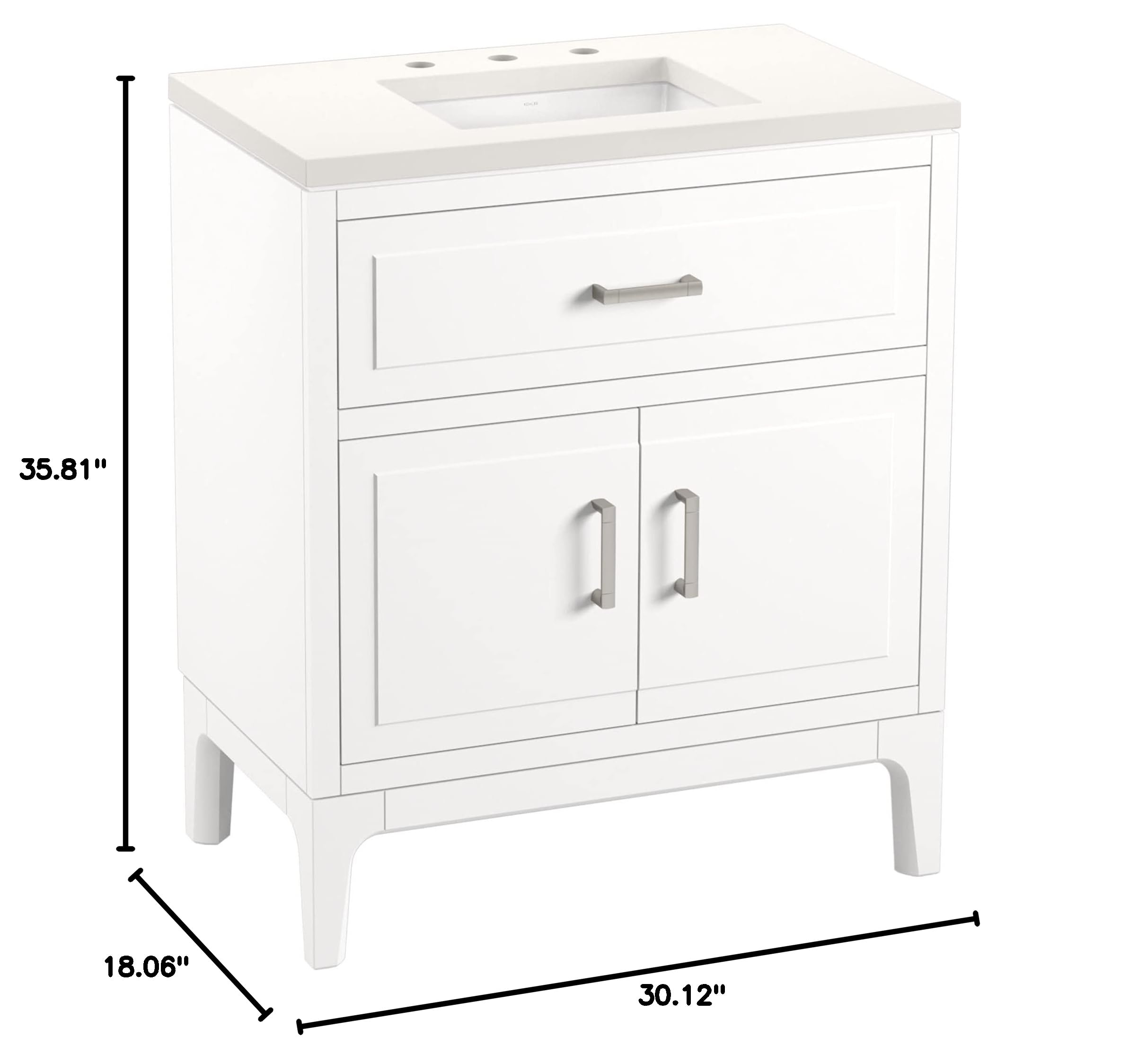 KOHLER Seer 30-inch Bathroom Vanity Set with Sink & Mirror - Modern Bathroom Storage Solution for Small Spaces