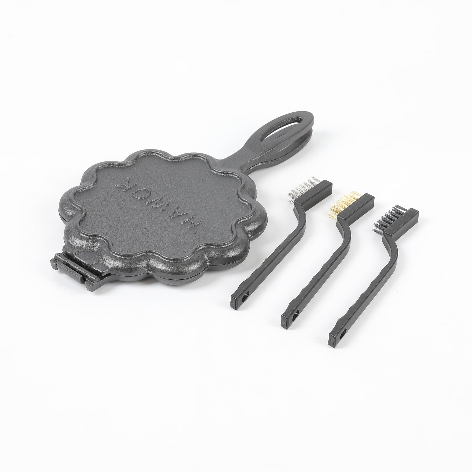 HAWOK Cast Iron Heart Shaped Waffle Maker - Non-Stick Belgian Waffle Iron for Stovetop - Perfect for Valentine's Day Breakfast, Romantic Dates & Homemade Desserts