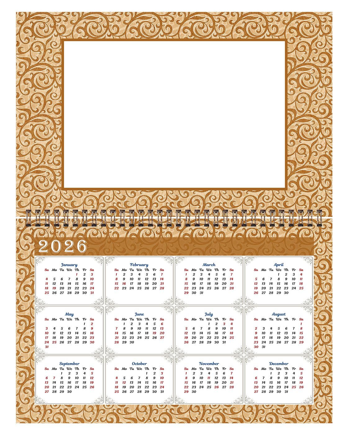 2025 Spiral-Bound Photo Frame Wall Calendar - Customizable with Your Own Pictures - 12-Month Desktop & Wall Planner (Edition #09) - Perfect for Home, Office, and Gift Giving