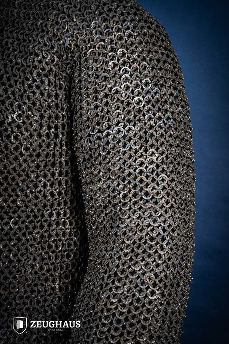 Titanium Chainmail Hauberk - 9mm Flat Ring Riveted Medieval Armor for LARP, Cosplay & Historical Reenactment