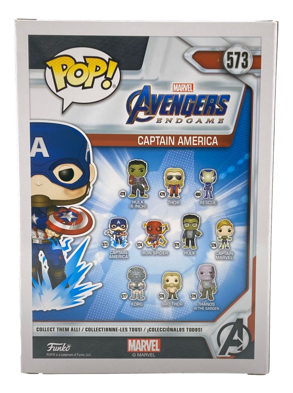 Chris Evans Signed Captain America Endgame Funko Pop #573 - Blue BAS Hologram - Perfect for Marvel Collectors & Movie Memorabilia Displays