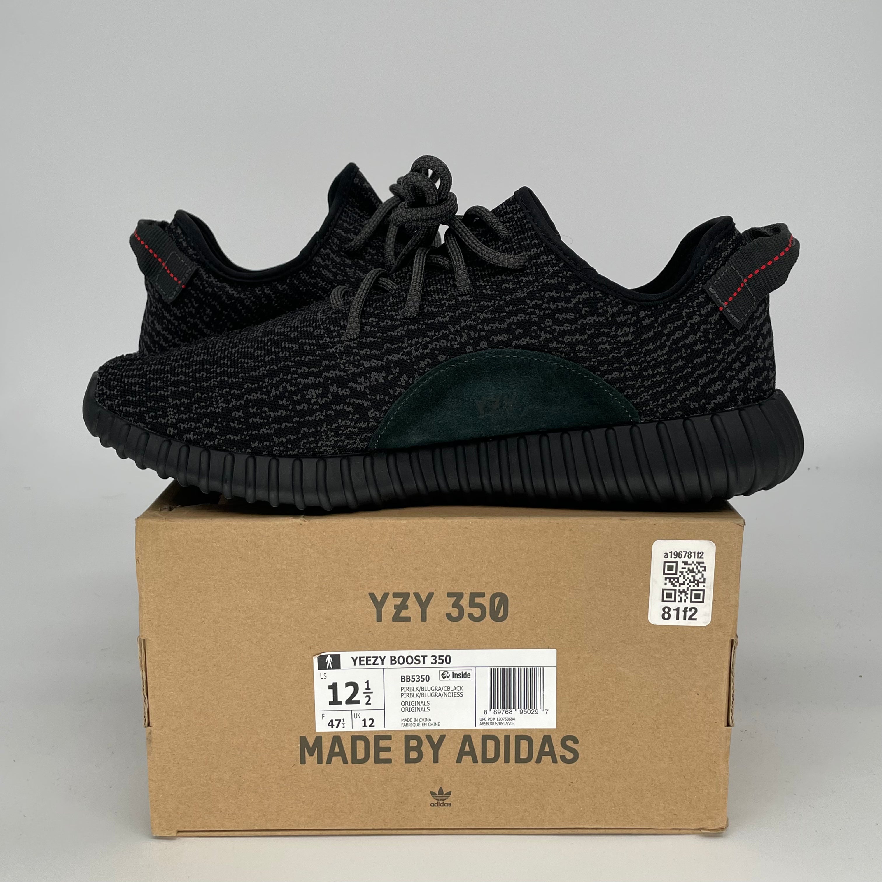 Adidas Yeezy Boost 350 V2 Pirate Black Men's Sneakers Size 12.5 BB5350 - Running, Gym & Casual Wear
