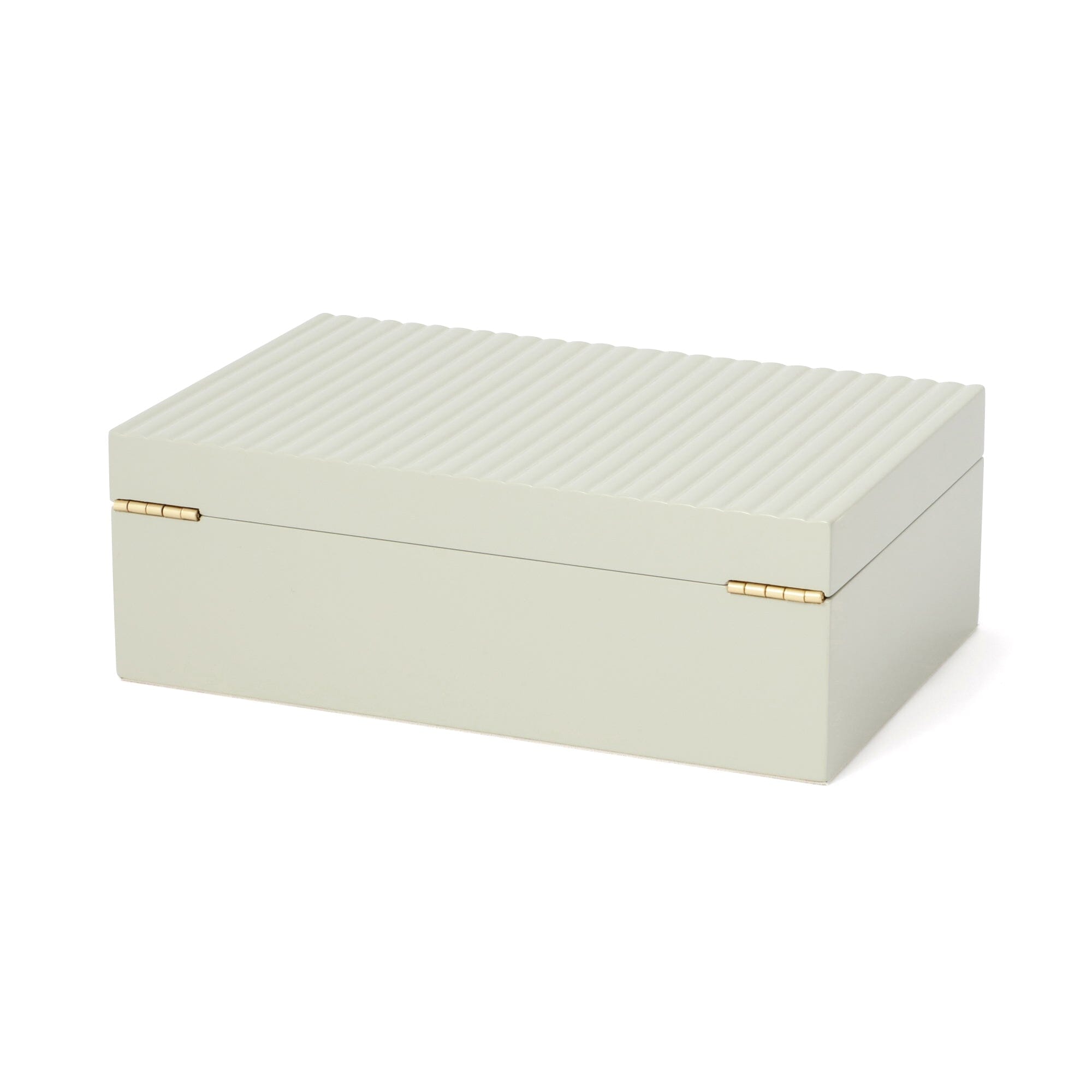 Elegant Large Grey Lacquer Stripe Jewelry Box - Perfect for Organizing Necklaces, Rings & Earrings - Ideal for Bedroom, Dresser & Travel