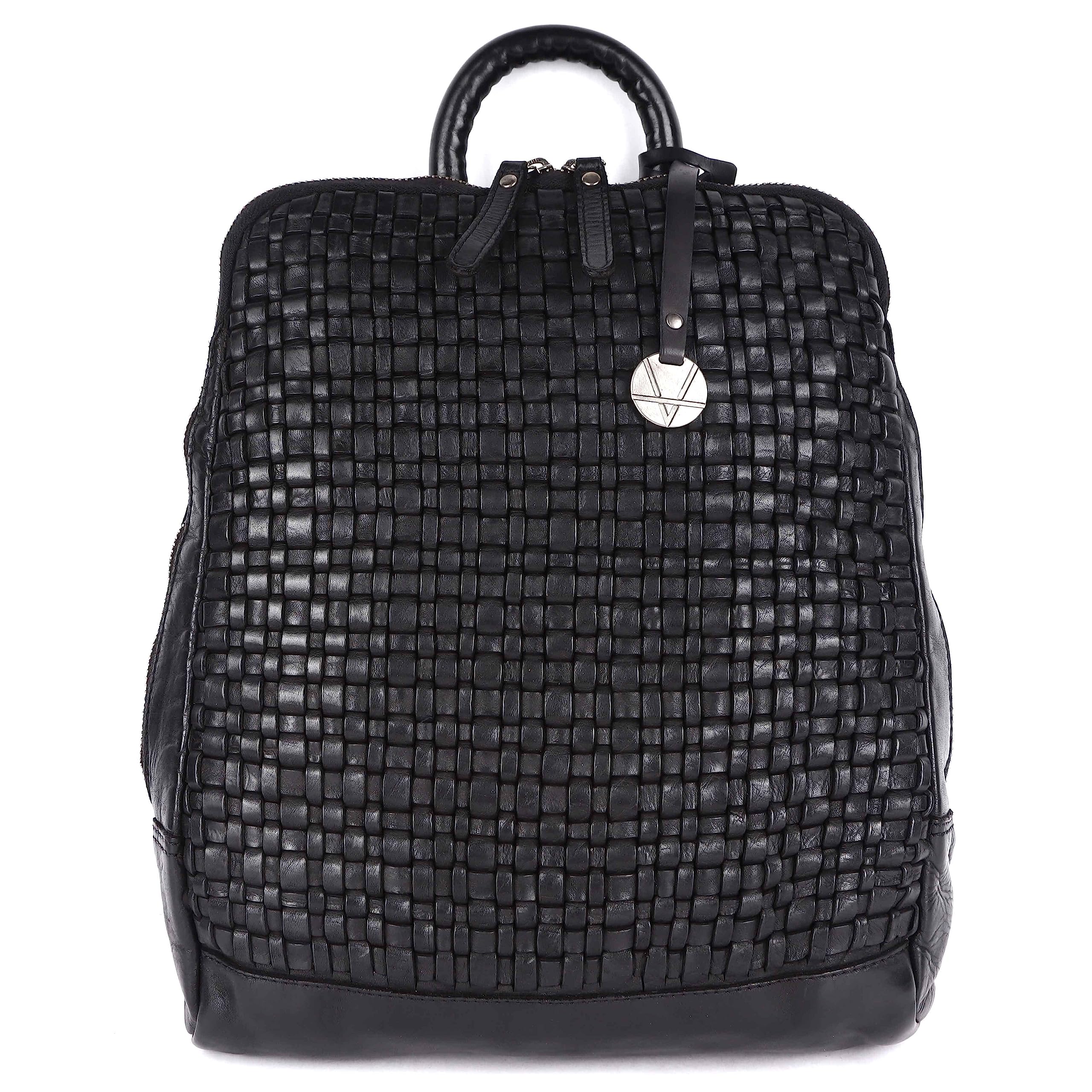 12.5 Inch Genuine Leather Backpack for Women & Men - Premium Black Leather Laptop Backpack with Adjustable Shoulder Straps - Perfect for Work, Travel & College (Business Casual & Everyday Use)
