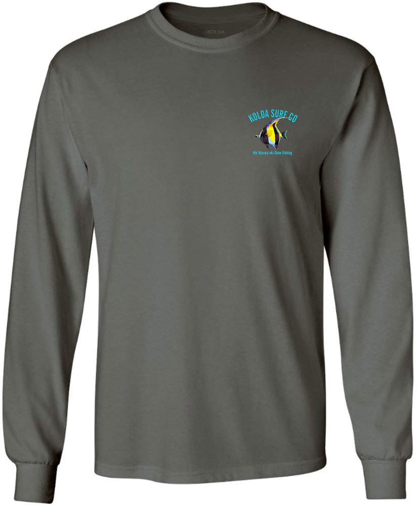 Koloa Surf Men's Moorish Idol Logo Cotton Long Sleeve T-Shirt - Regular, Big & Tall Sizes - Comfortable Surfing & Casual Wear for Beach & Everyday Use
