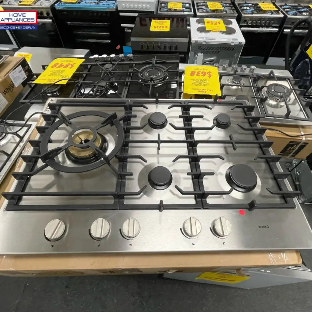 ASKO HG1776SD 75cm Stainless Steel Gas Cooktop - 5 Burner Professional Gas Stove for Home Kitchen Cooking, Baking & Grilling