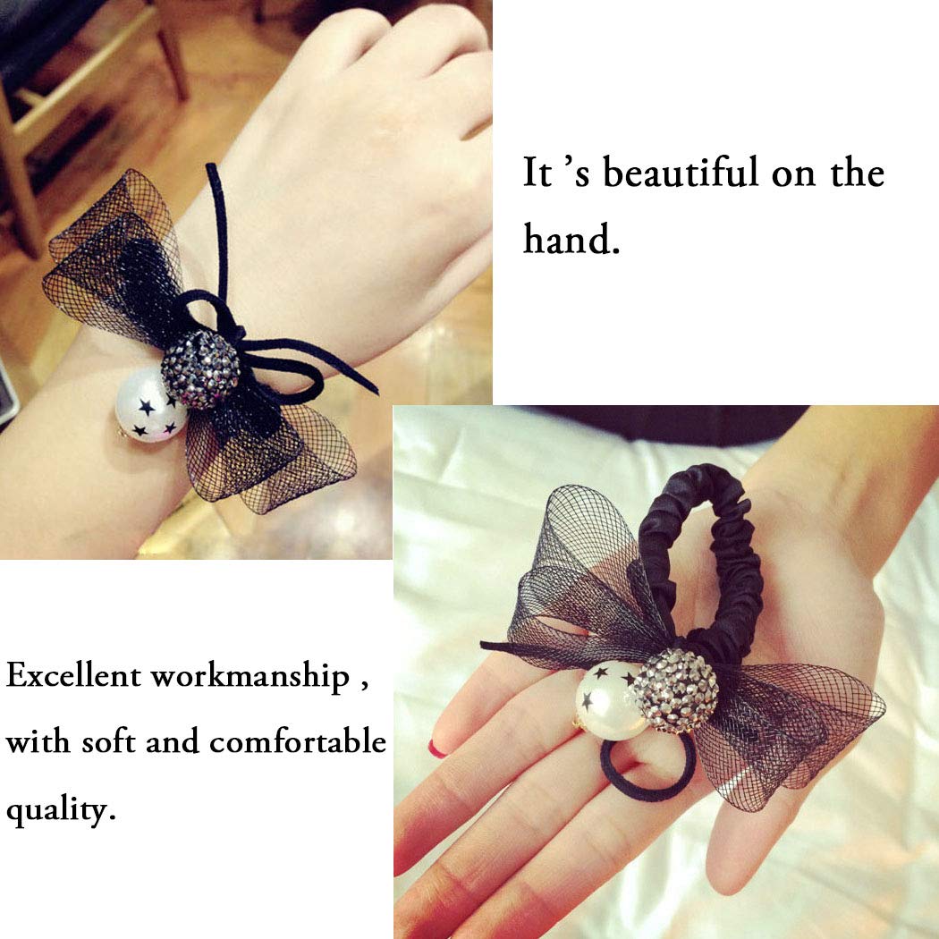 Bartosi Bow Hair Ties - 3 Pack Cute Scrunchies & Ponytail Holders for Women & Girls | Fashion Hair Accessories with Bow Design | Perfect for School, Work, Parties & Everyday Use