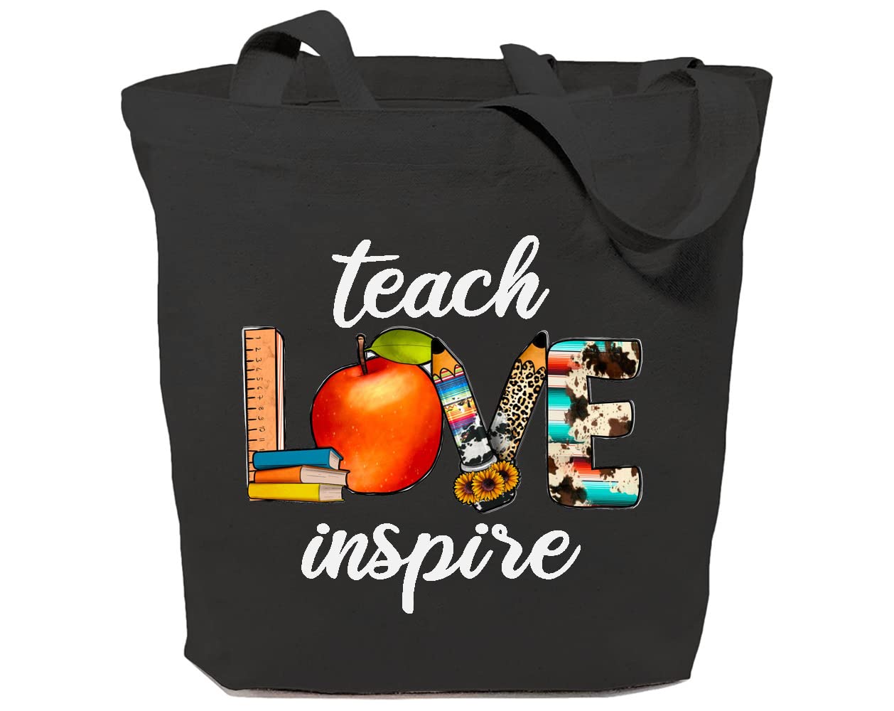 Boho Canvas Tote Bag for Women - Reusable Grocery & Teacher Gift