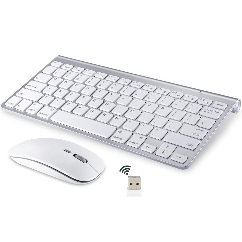Wireless Keyboard and Mouse Combo for iMac MacBook Air/Pro - 2.4GHz USB Receiver, Ergonomic Design for Mac Computers | Perfect for Home Office, Gaming & Productivity Work