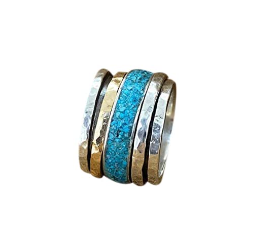 Turquoise Spinner Ring for Women - Meditation & Boho Jewelry for Yoga & Relaxation