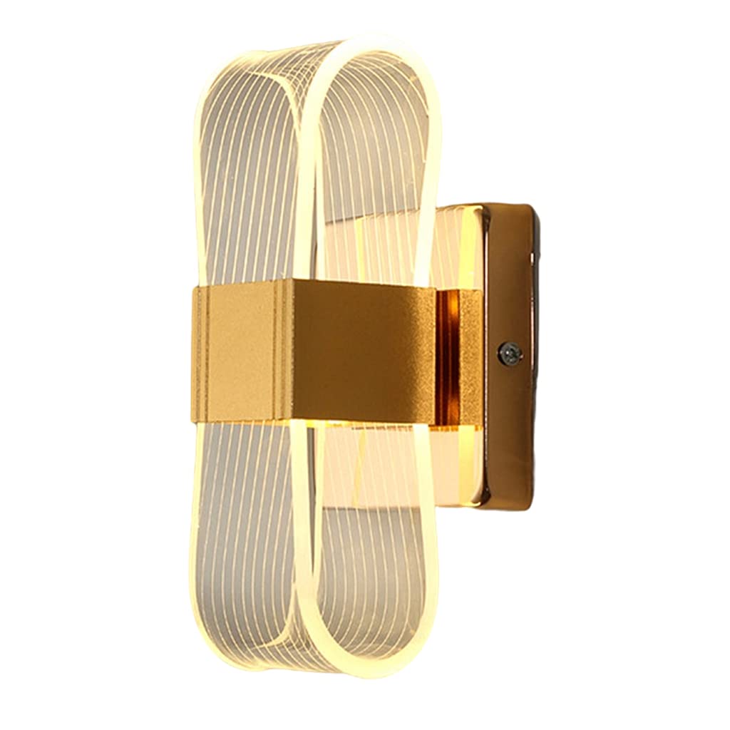 MagiDeal Modern Acrylic Wall Sconce Light Fixture - Gold Wave Line Bedside Lamp for Bedroom, Hardwired Wall Mounted Lighting - Perfect for Bedroom, Living Room, and Hallway Decor