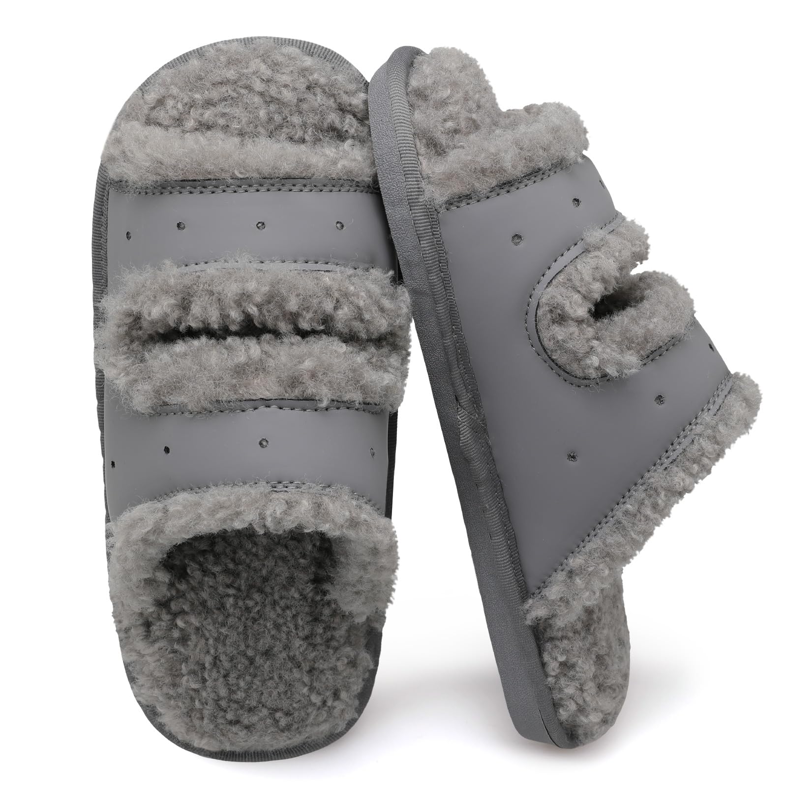 Women's Fuzzy Open-Toe Slippers - Soft Indoor/Outdoor House Shoes for Women | Cozy Home Comfort, Lounge Wear & Quick Errand Shoes