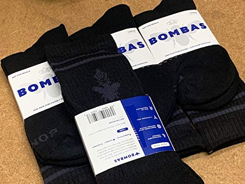 Bombas Black Socks for Men - 4 Pack Large Size - Comfortable & Durable Everyday Wear for Work, Gym & Casual Outfits