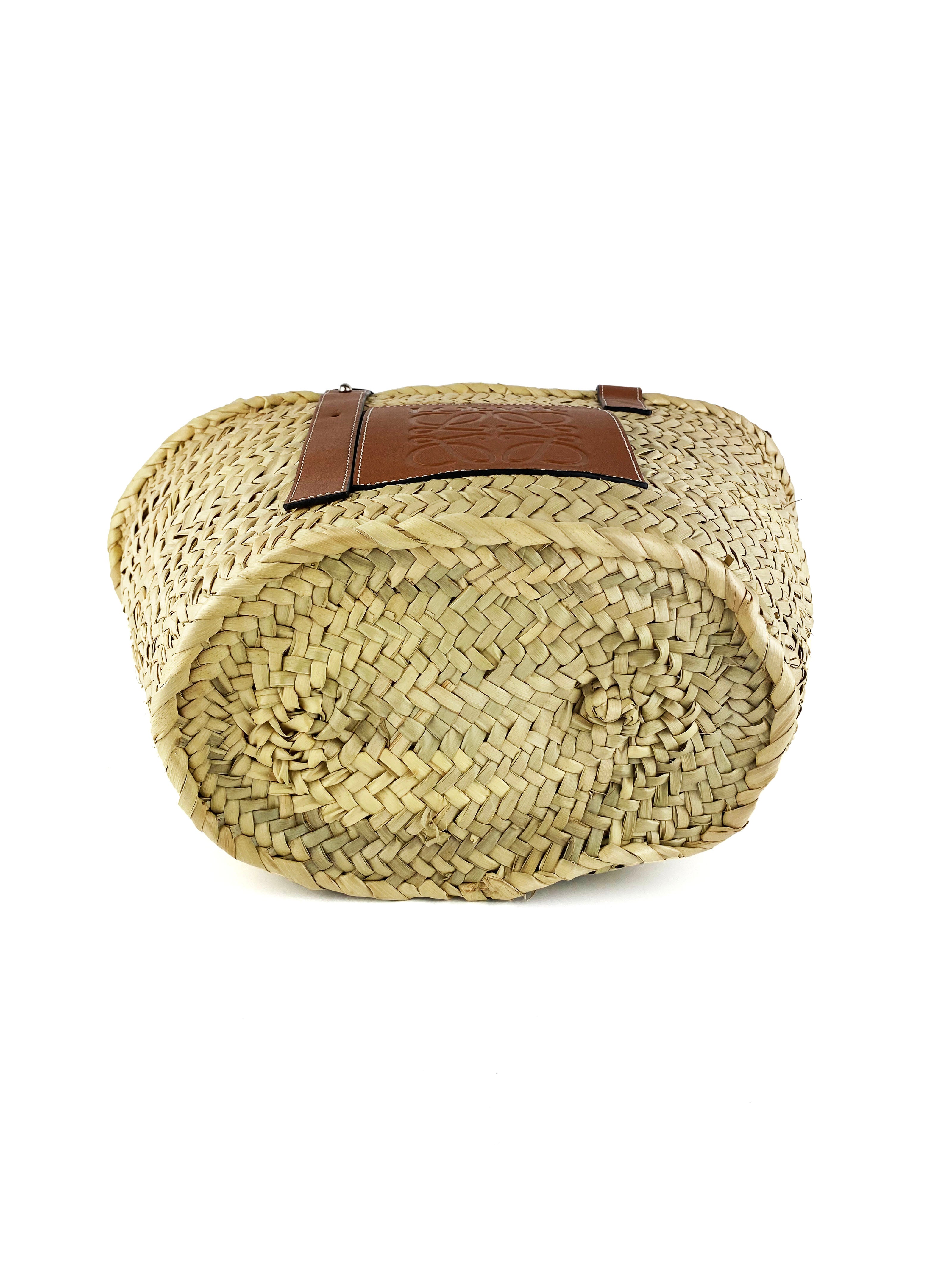 Loewe Palm Leaf Luxury Woven Basket Bag - Stylish Handmade Rattan Tote for Women, Perfect for Beach, Picnic, and Summer Outings