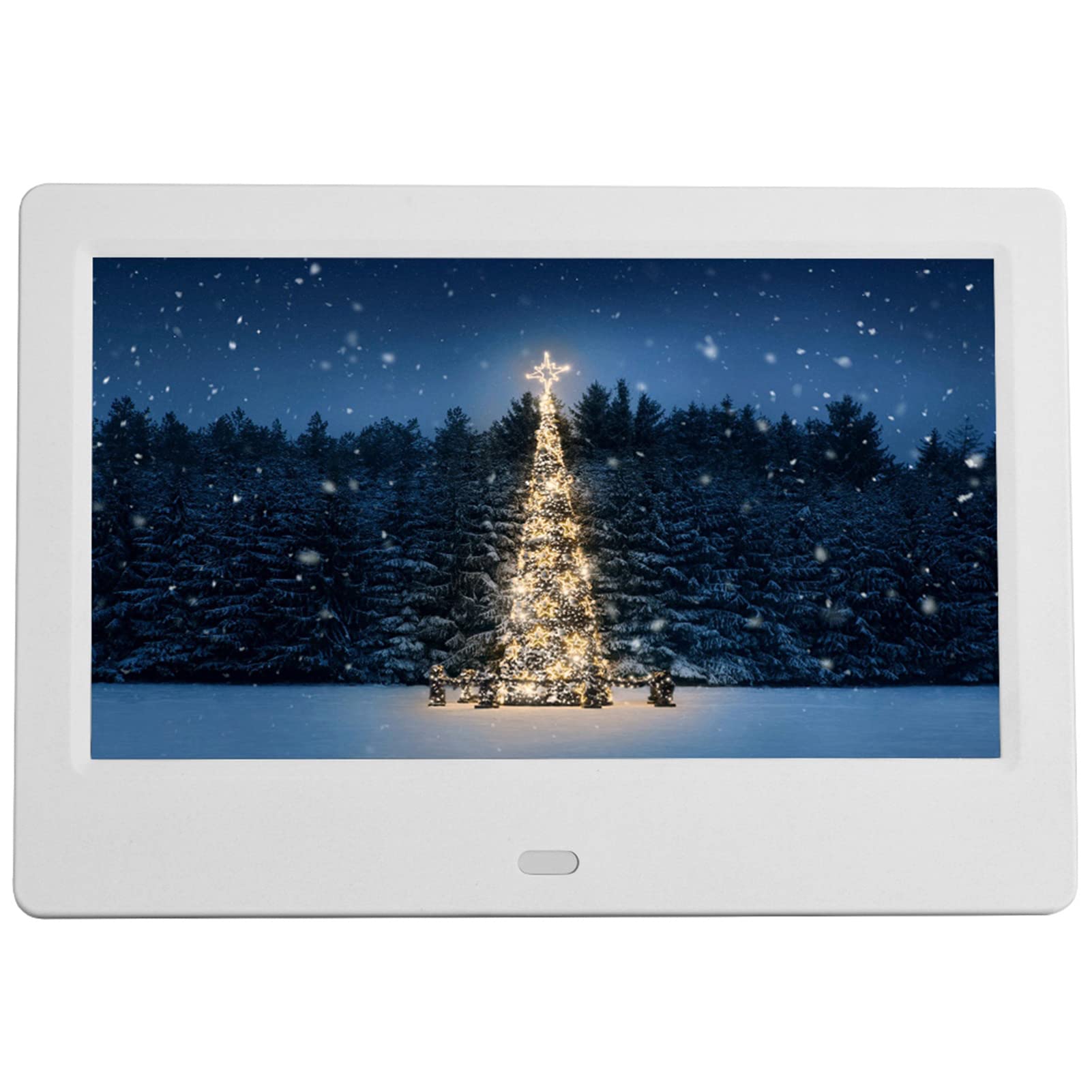 7 Inch HD Digital Photo Frame with Wireless Remote - 16:9 Wide Screen Electronic Picture Display for Memory Card, USB, Laptop & Desktop - Perfect for Home, Office & Gift (White)