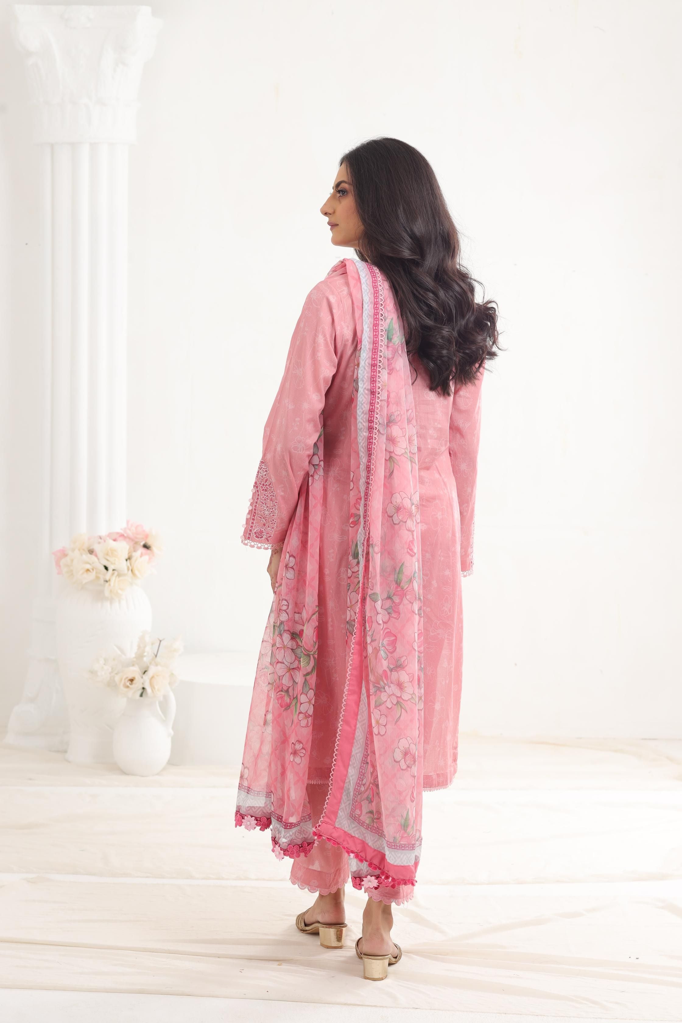 Daisy Farasha Seraya Stitched Lawn Dress SS'24 - Floral Embroidered Summer Dress for Women, Perfect for Beach Vacations & Garden Parties