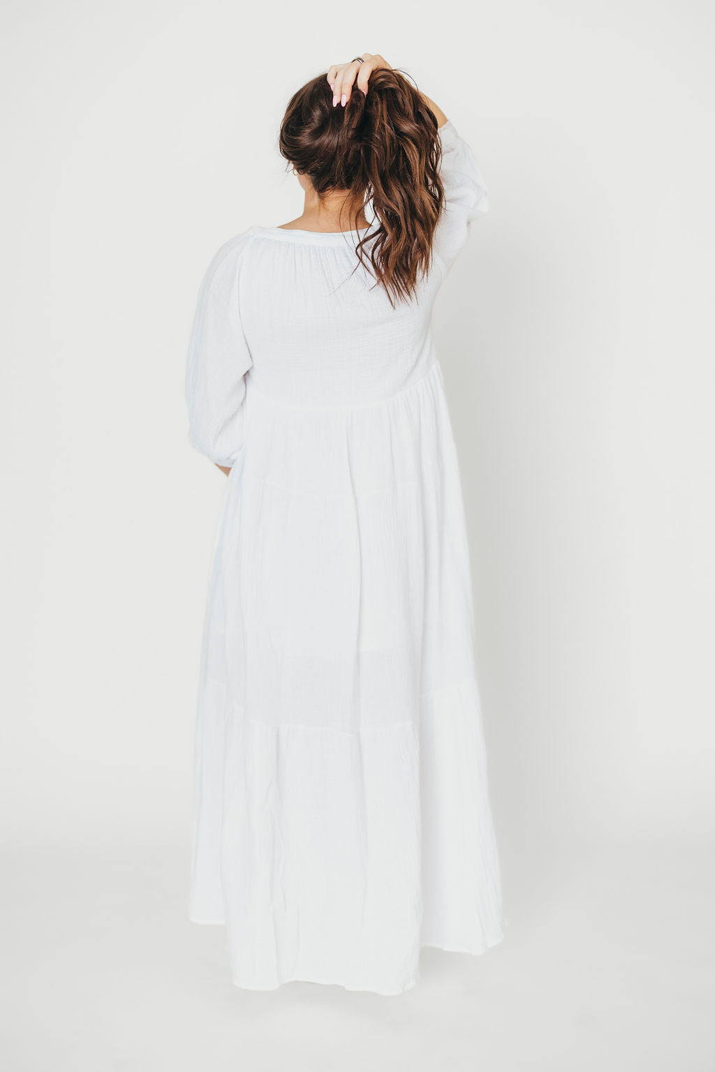 Goddess 100% Cotton Babydoll Maxi Dress - White Maternity Dress for Pregnancy, Bump Friendly, Comfortable & Flowy - Perfect for Maternity Photoshoot, Baby Shower & Summer Vacation