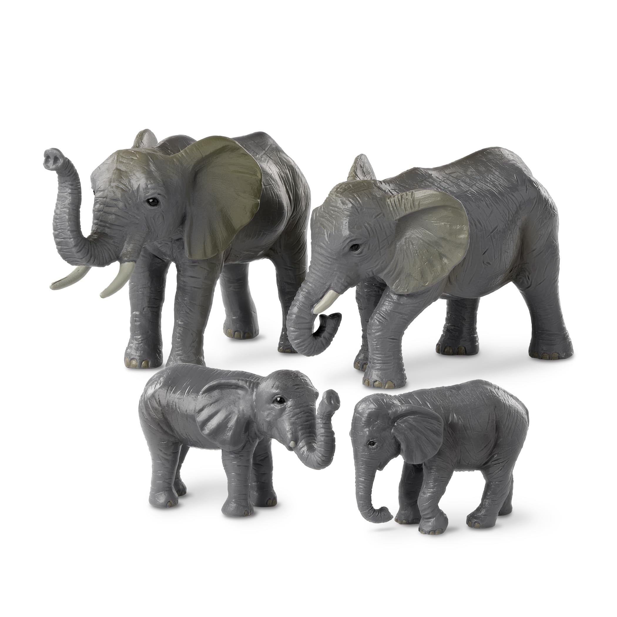 Battat Terra 4-Piece African Elephant Family Toy Set – Realistic Plastic Safari Animal Figures for Kids Ages 3+ – Perfect for Playtime, Educational Gifts & Baby Shower Decorations