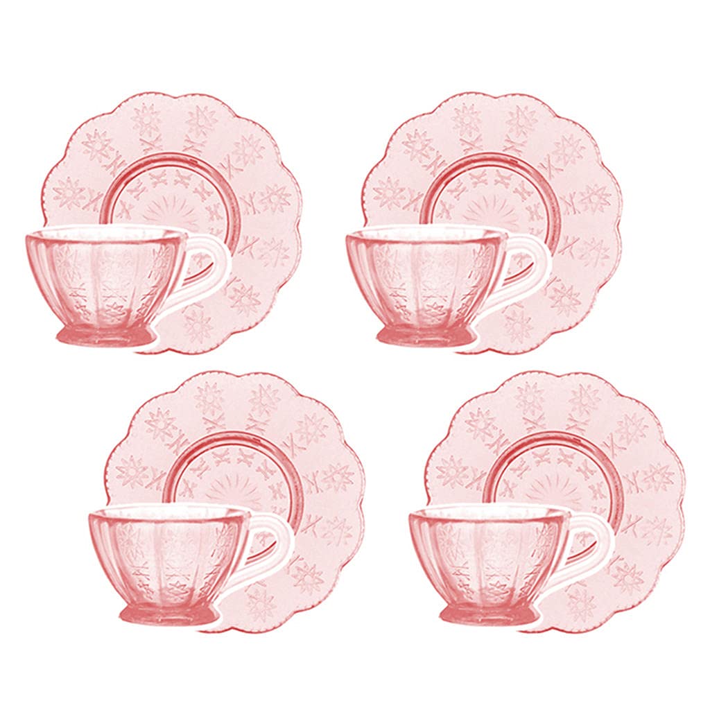 Miniature Dollhouse Kitchen Accessories Set - 8pcs Pink Dishes & Cups for DIY Dollhouse Decor - Perfect for Dollhouse Miniatures, Fairy Gardens & Model Train Scenes