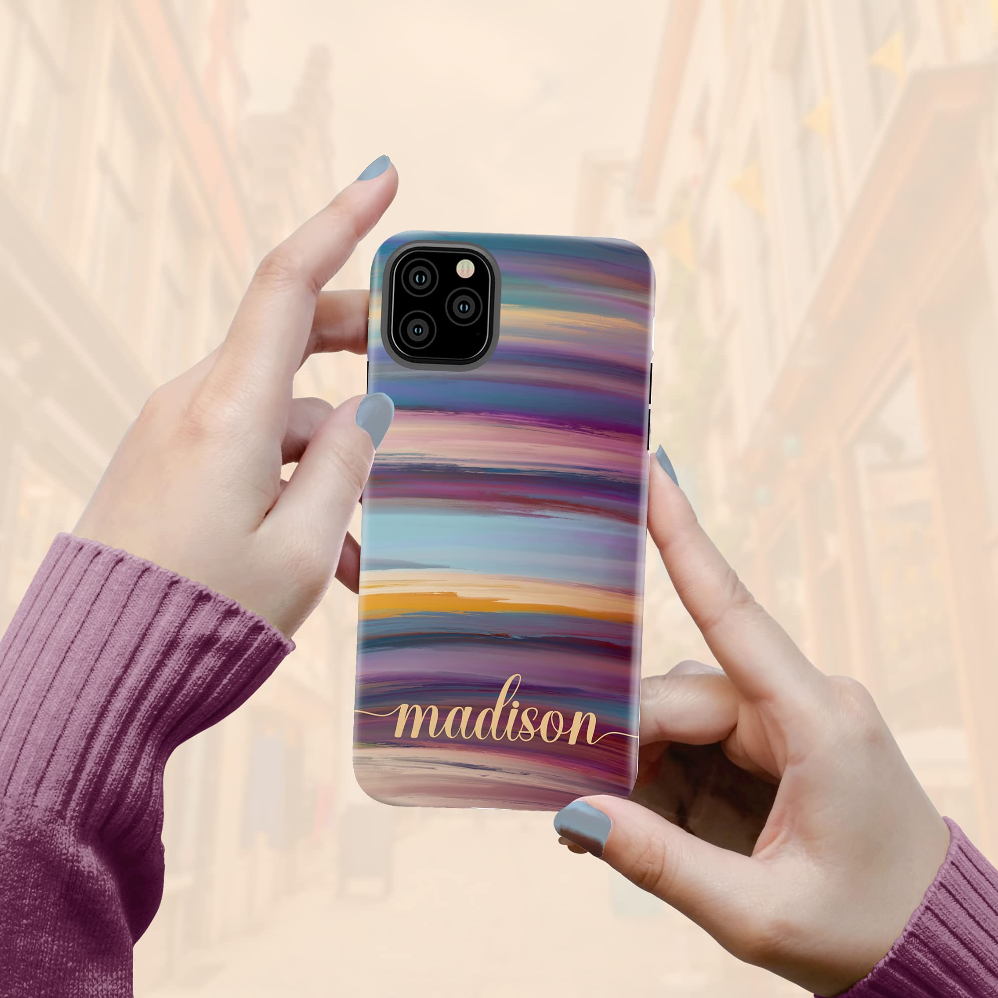 Custom Acrylic Brushstrokes Marble Phone Case - Personalized Name Design for iPhone 16 Plus/15 Pro Max/14/13 Mini/12/11/X/XS Max/XR/7/8 - Multicolor Artistic Protection - Perfect for Daily Use, Gifts & Fashion Accessories