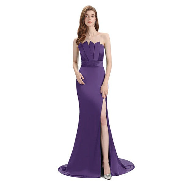 Elegant Mismatched Plum Mermaid Satin Bridesmaid Dresses - WG1270 | Formal Wedding Party Gowns for Bridesmaids, Evening Events & Special Occasions