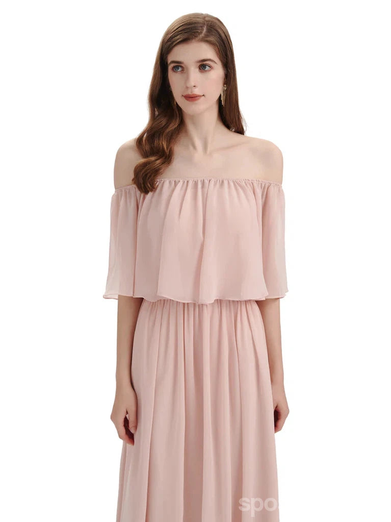 Elegant Light Blush Pink Chiffon Long Bridesmaid Dress - WG293 | Perfect for Weddings, Formal Events & Special Occasions