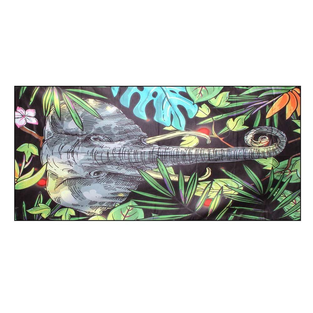 SONGBIRDTH Elephant Print Microfiber Quick Dry Beach Towel Set - Ultra Soft & Absorbent Bath & Kitchen Towels with Jungle Elephant Design - Perfect for Pool, Beach, Gym & Bathroom Use