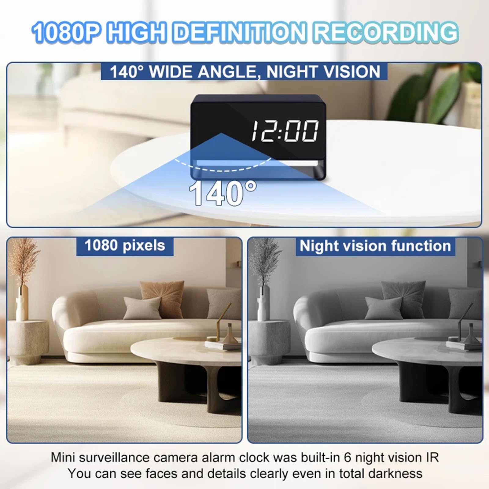 FKINGLRK 1080P HD Security Camera with Night Vision, WiFi Remote Monitoring, Motion Detection & Auto Recording - Mini Indoor Home Surveillance Camera for Baby/Pet Monitoring & Home Security