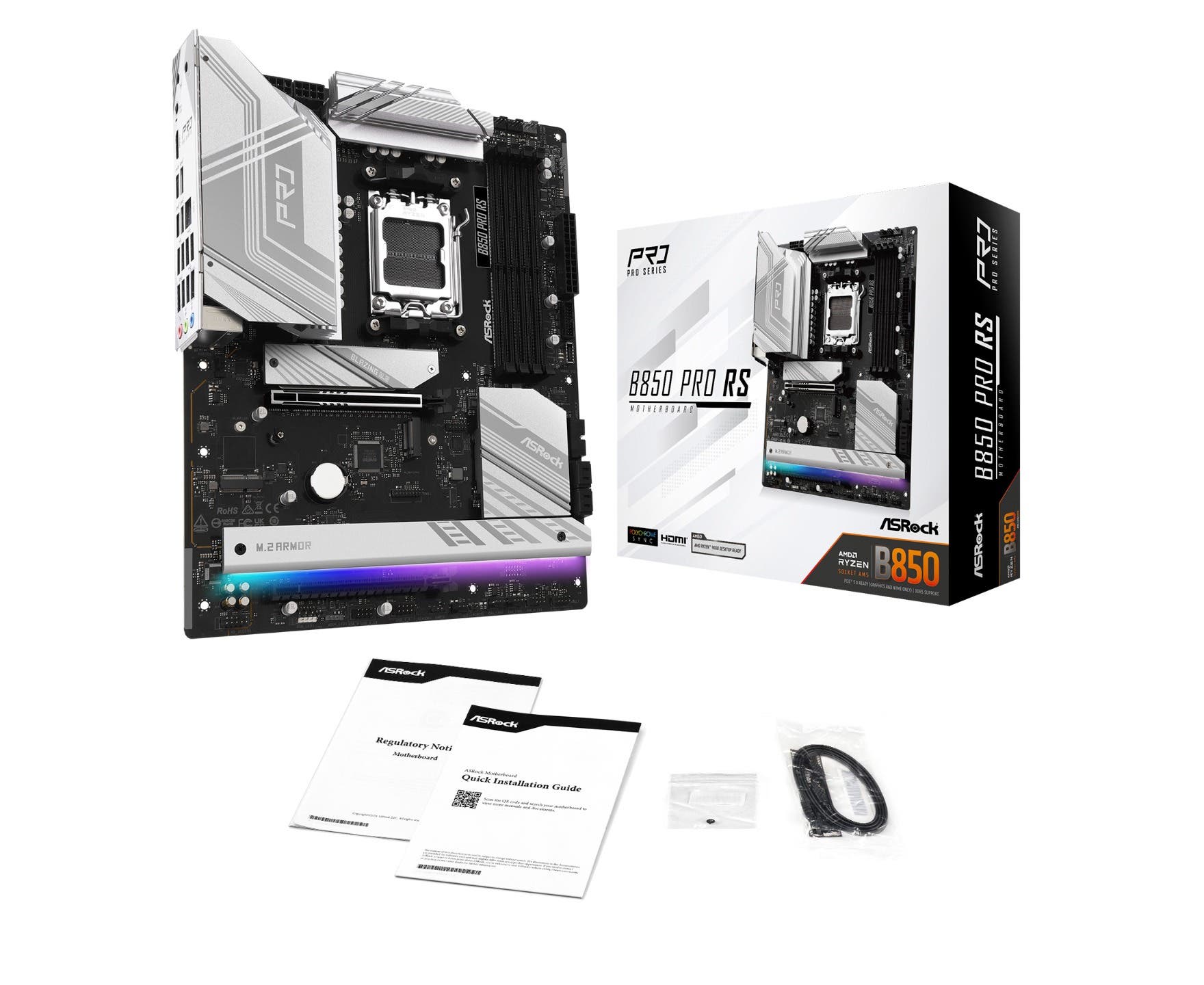 ASRock B850 Pro RS AMD Ryzen AM5 DDR5 ATX Gaming Motherboard - Supports Ryzen 7000 Series, PCIe 5.0, USB 3.2 Gen2 - Perfect for PC Gaming, Streaming & Content Creation