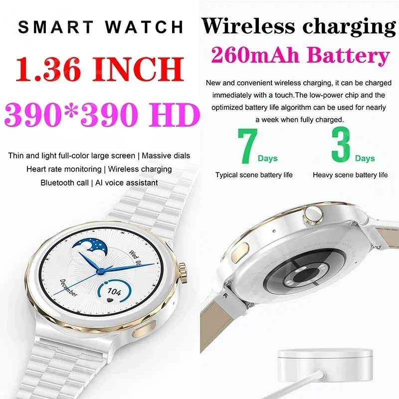 Waterproof Smart Watch for Women & Men - Round Fitness Tracker with Heart Rate Monitor, Step Counter & Sleep Tracking - Perfect for Running, Swimming & Daily Activity Tracking