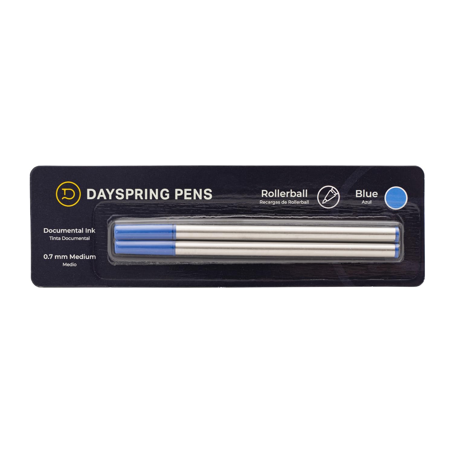 Premium Ceramic Rollerball Refill - Blue Ink Cartridge | Dayspring Pens Replacement for Waterman & Other Rollerball Pens | Smooth Writing for Office, Journaling & Note Taking